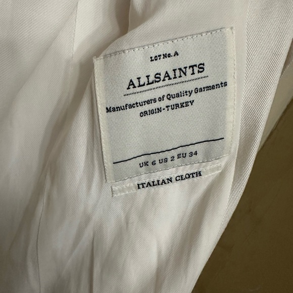 Allsaints coat. White. Size 2. Tie waist. - Picture 4 of 6